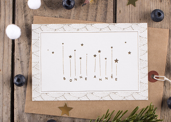 Carte de vœux 2015 de l'Atelier Rosemood - Blanc et Or