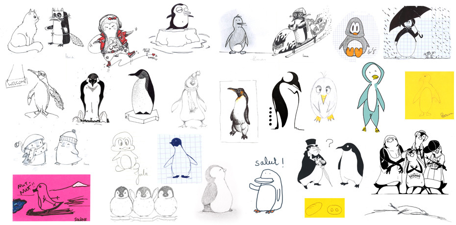 Pingouins dessinés par les Rosemooders